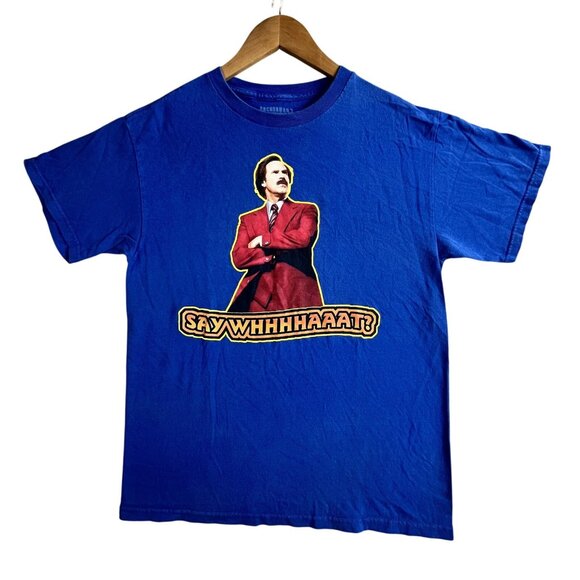 Anchorman 2 Shirt Men's Medium Blue Ron Burgundy Movie Comedy Will Ferrel Actor - Picture 1 of 7